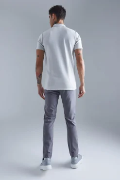 Slim Interlock Polo | UK^boohooMAN Best
