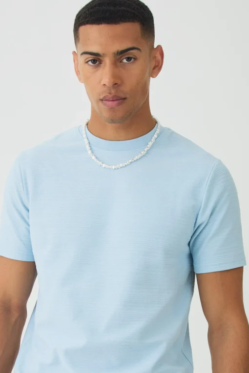 boohooMAN Slim Jacquard Stripe T-shirt & Short Set | UK| Sets & Co-Ords|Tracksuits