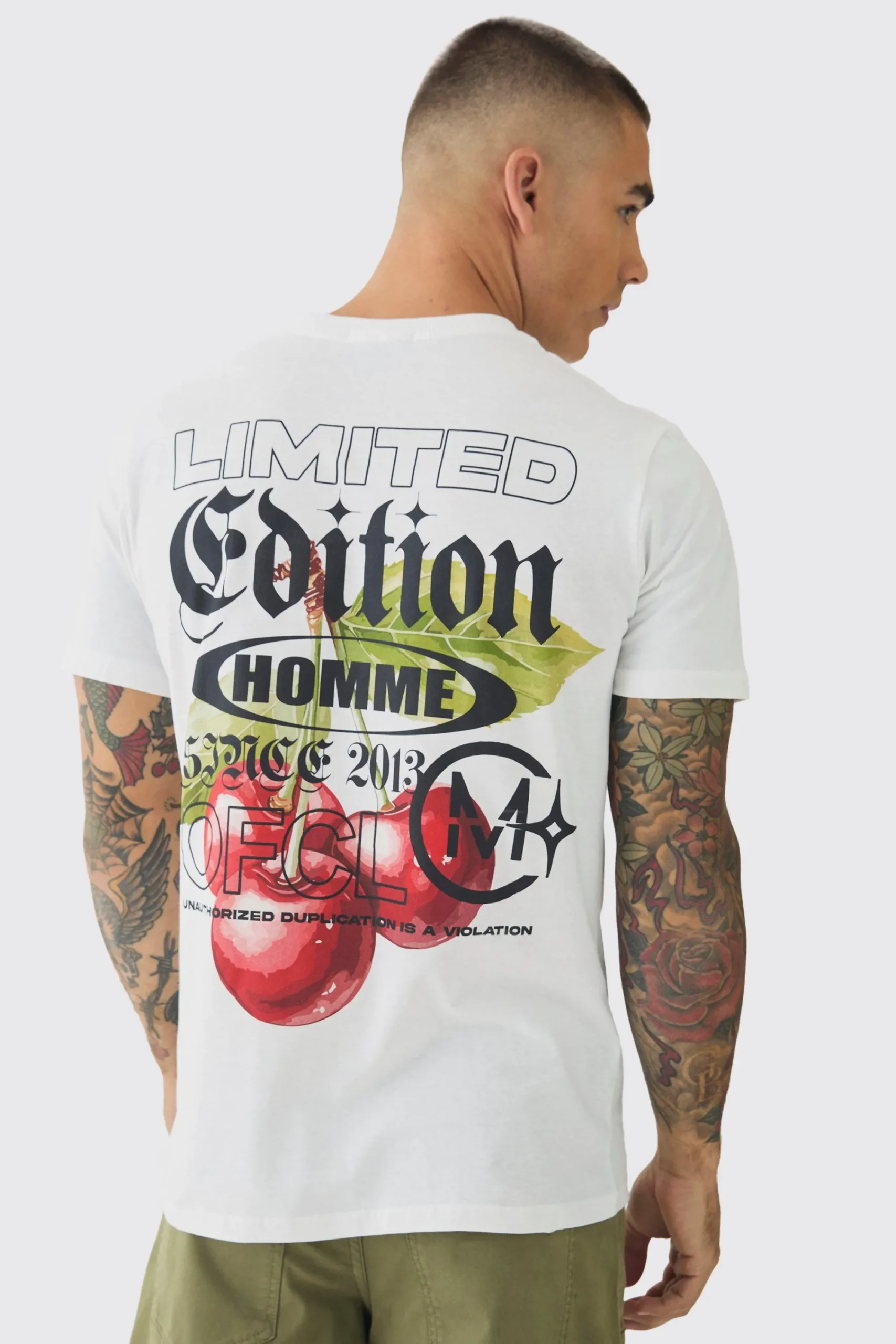Slim Limited Cherry Print T-Shirt | UK^boohooMAN