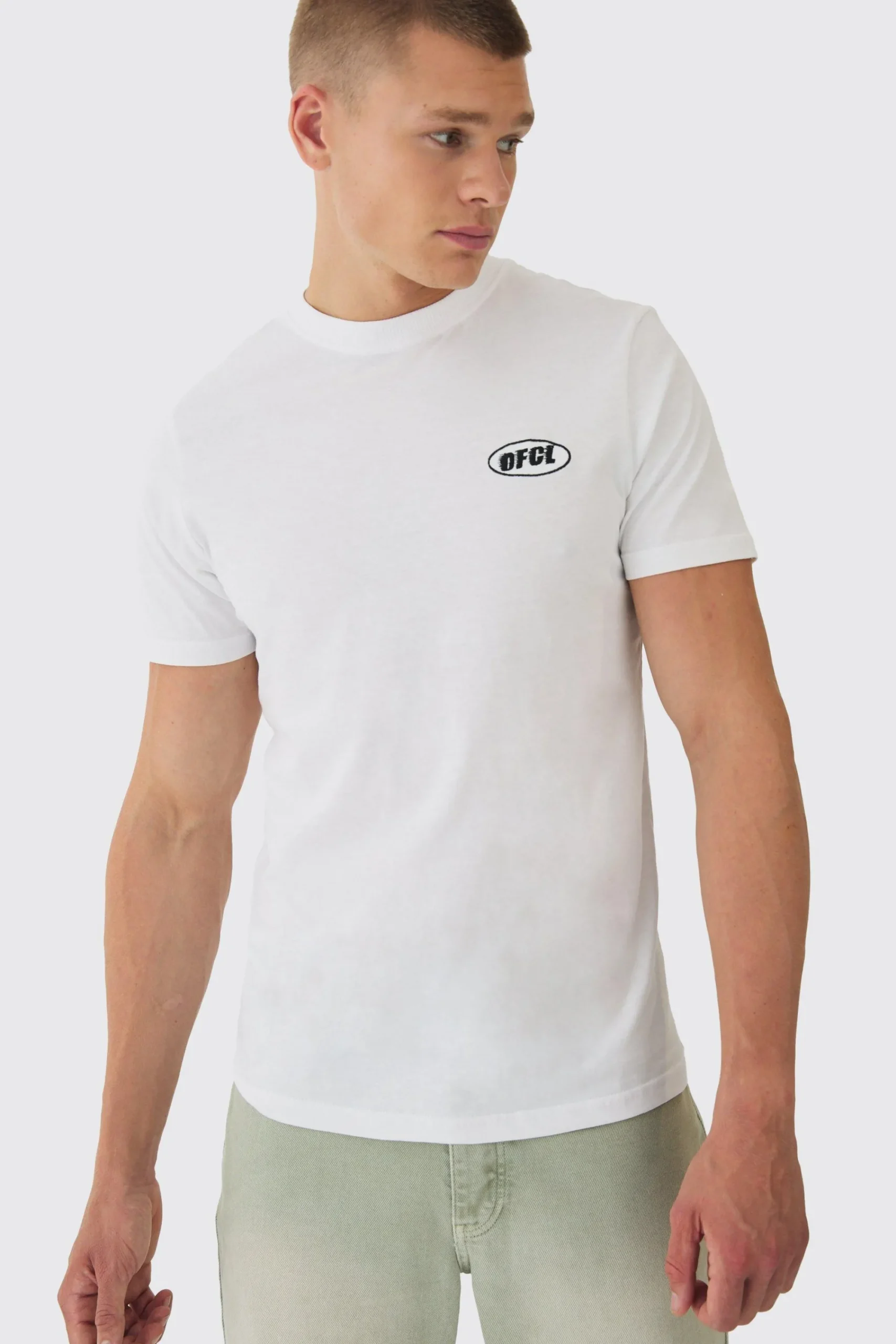 Slim OFCL Chest Embroidery T-Shirt | UK^boohooMAN New