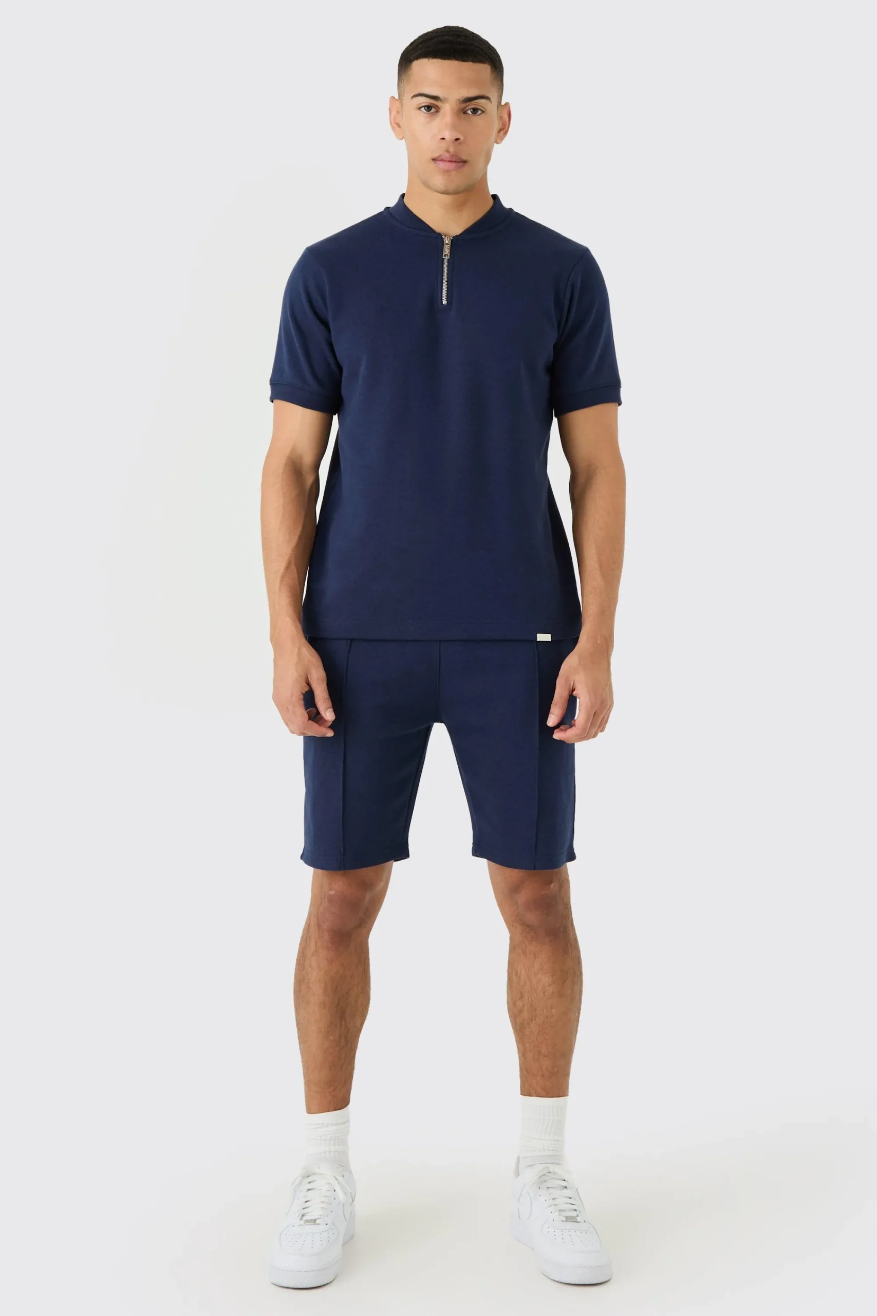 boohooMAN Slim Polo & Short Interlock Set | UK| Sets & Co-Ords|Tracksuits