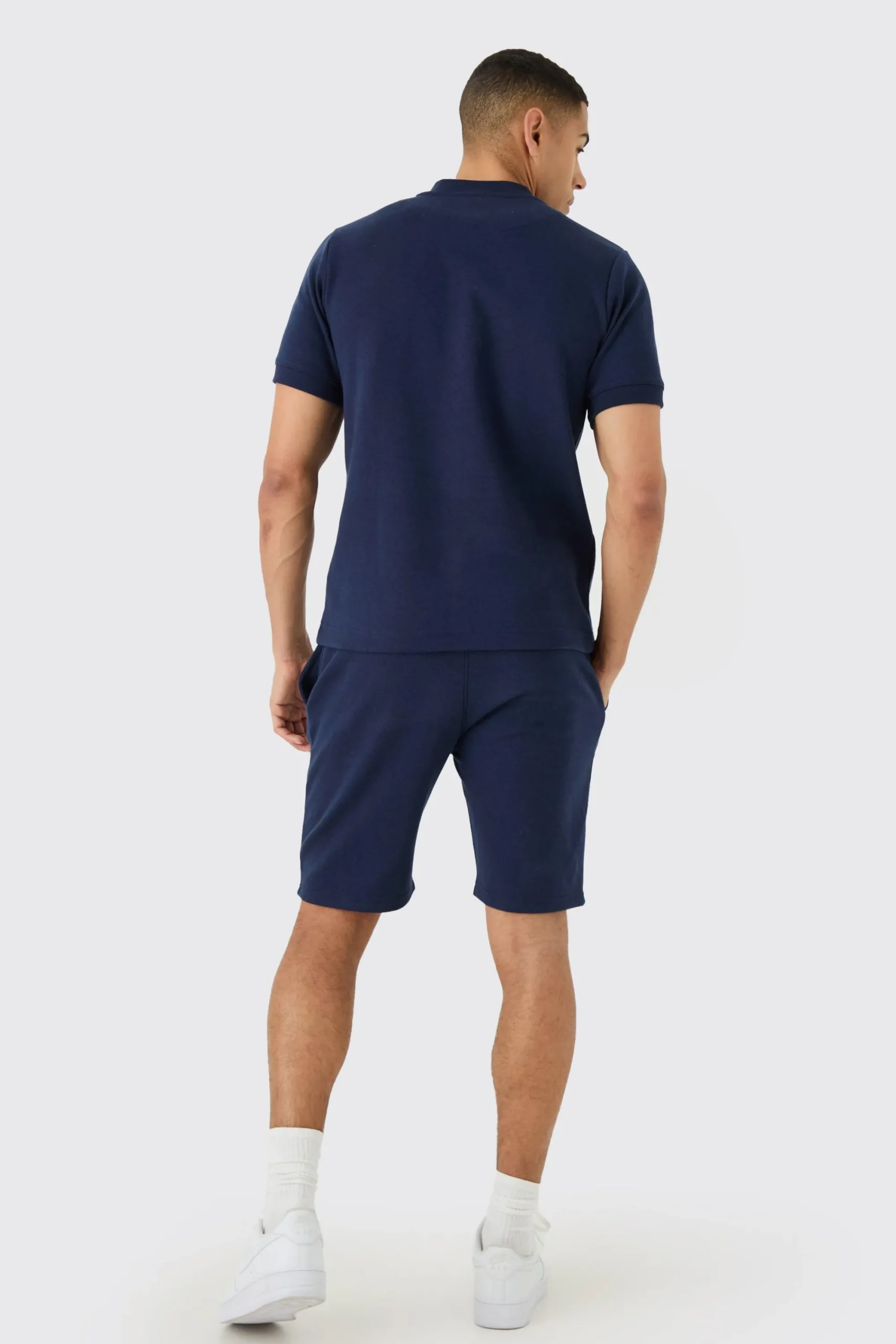boohooMAN Slim Polo & Short Interlock Set | UK| Sets & Co-Ords|Tracksuits