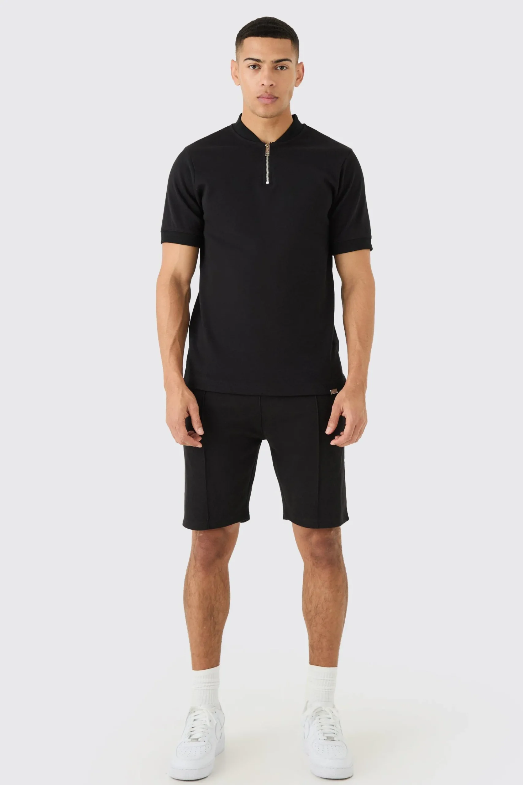 boohooMAN Slim Polo & Short Interlock Set | UK| Tracksuits