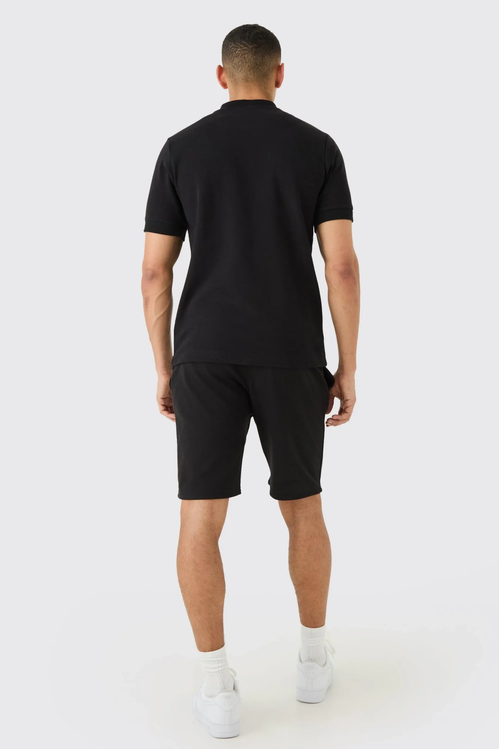 boohooMAN Slim Polo & Short Interlock Set | UK| Tracksuits