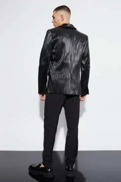 boohooMAN Slim Pu Pleated Suit Jacket | UK| Suits & Tailoring