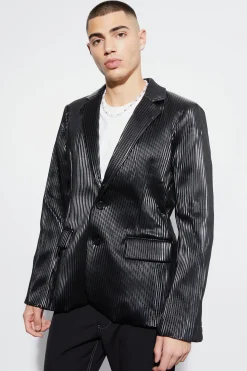 boohooMAN Slim PU Plisse Suit | UK| Suits & Tailoring