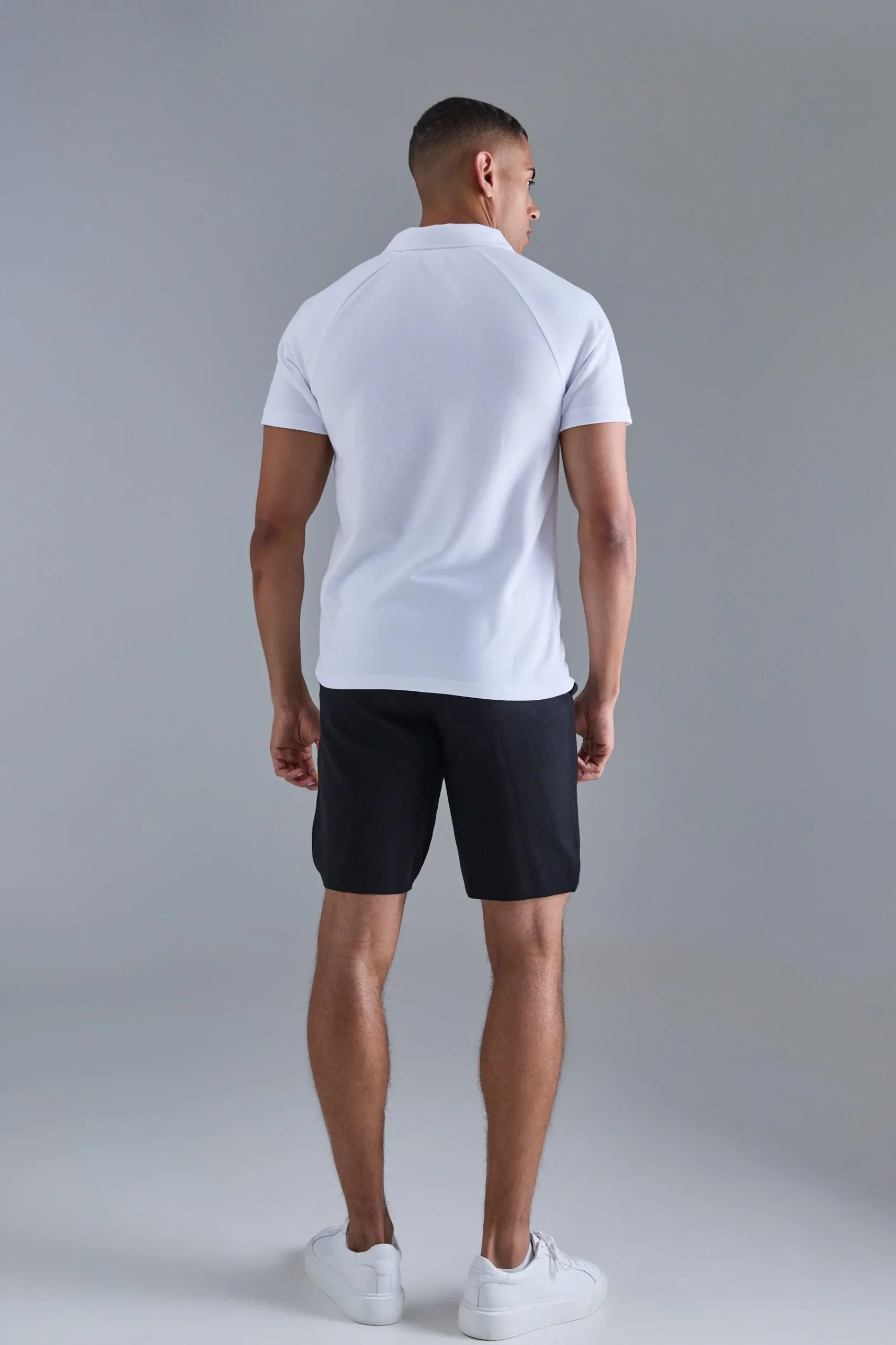 Slim Raglan Zip Neck Interlock Golf Polo | UK^boohooMAN Discount