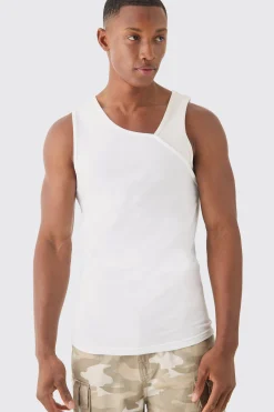 Slim Rib Contrast Panel Vest | UK^boohooMAN Hot