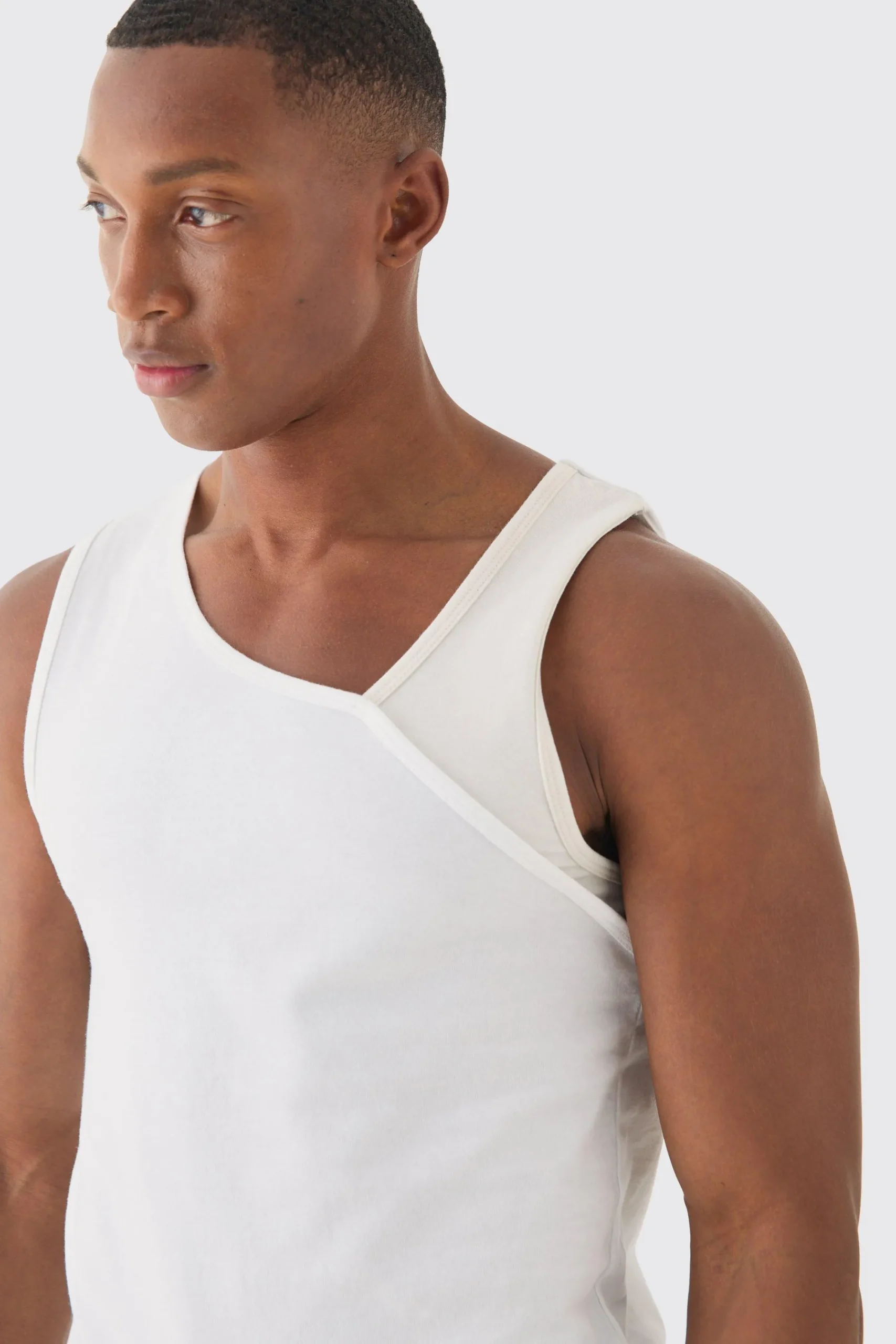 Slim Rib Contrast Panel Vest | UK^boohooMAN Hot