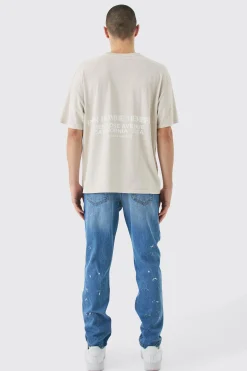 boohooMAN Slim Rigid All Over Paint Detail Knee Ripped Jeans | UK| Trousers|Jeans