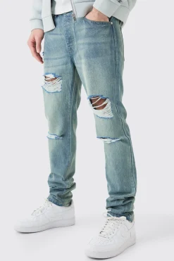 boohooMAN Slim Rigid All Over Rip Jean In | UK| Trousers|Jeans