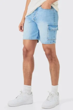 boohooMAN Slim Rigid Cargo Denim Shorts In | UK| Shorts