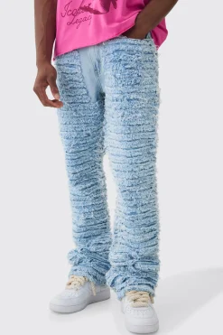 boohooMAN Slim Rigid Flare All Over Distressed Jeans In | UK| Trousers|Jeans