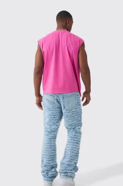 boohooMAN Slim Rigid Flare All Over Distressed Jeans In | UK| Trousers|Jeans