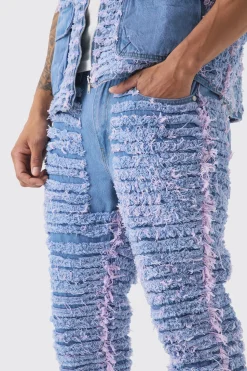 boohooMAN Slim Rigid Flare All Over Distressed Jeans In | UK| Trousers|Sets & Co-Ords