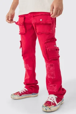 boohooMAN Slim Rigid Flare Distressed Pocket Jeans In | UK| Trousers|Jeans