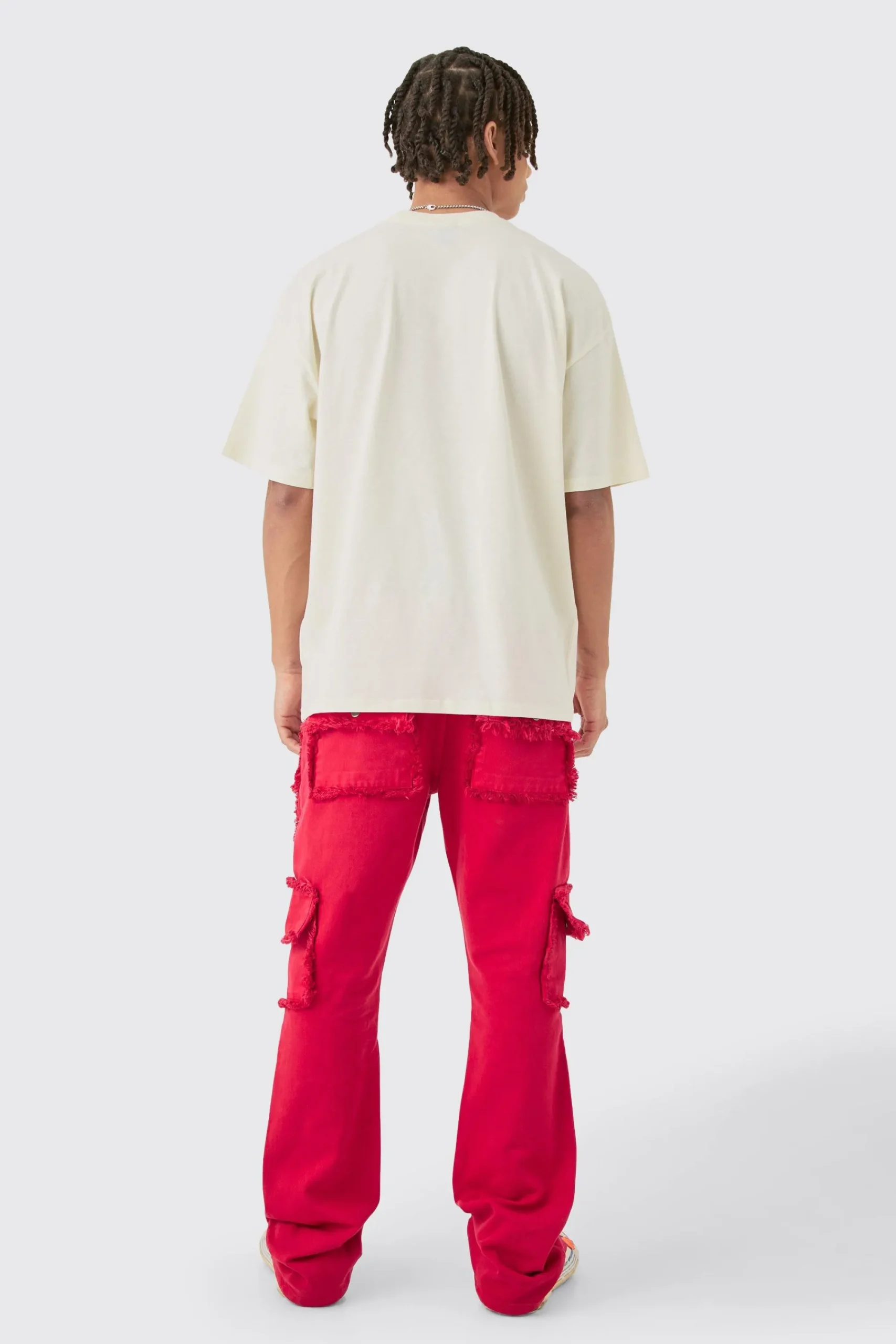 boohooMAN Slim Rigid Flare Distressed Pocket Jeans In | UK| Trousers|Jeans