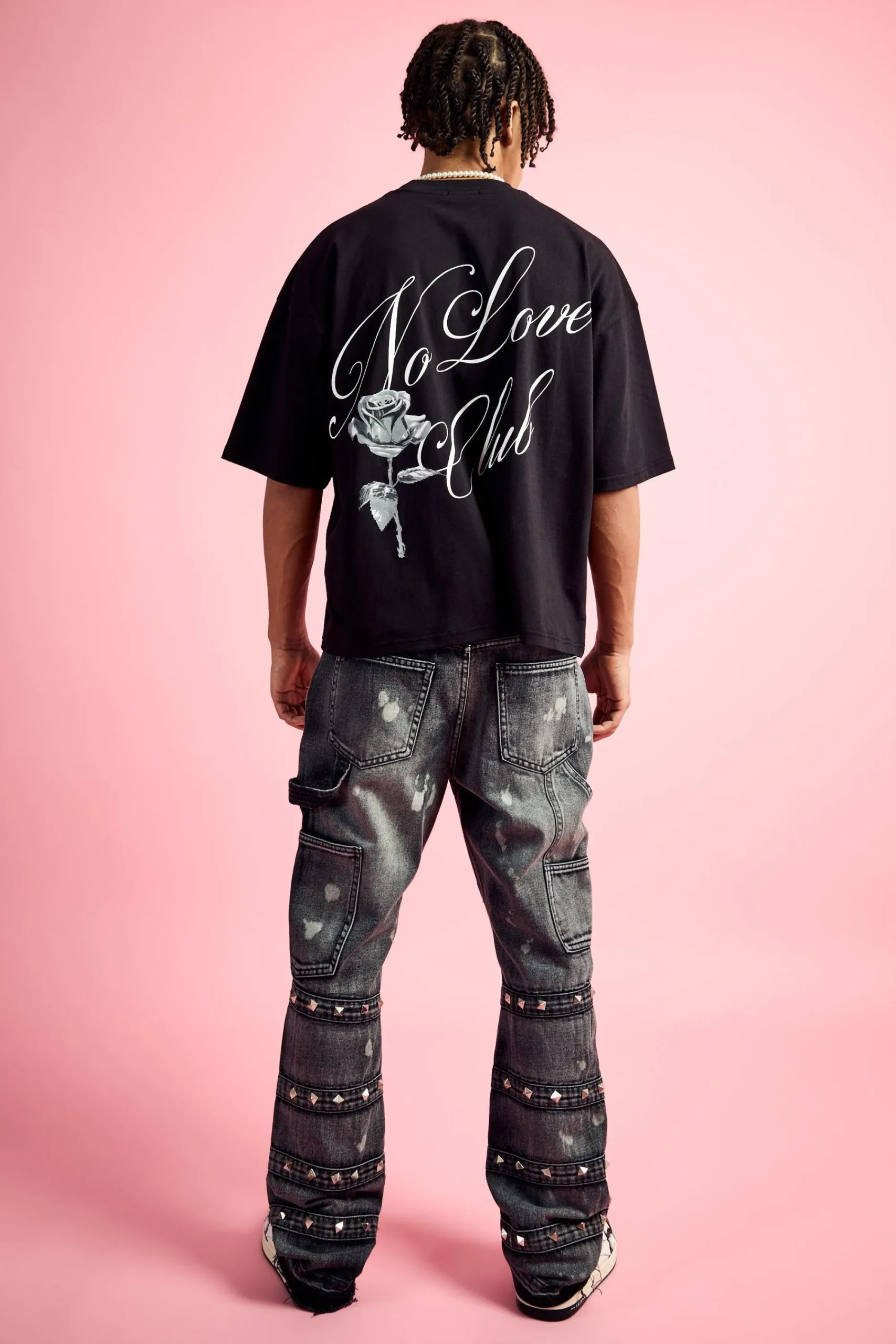 boohooMAN Slim Rigid Flare Embellished Strap Detail Jeans In | UK| Trousers|Jeans