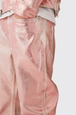 boohooMAN Slim Rigid Metallic Print Denim Jean | UK| Trousers|Jeans