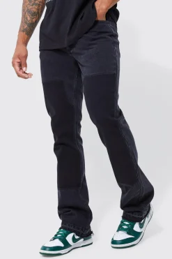 boohooMAN Slim Rigid Worker Panel Flare Jeans | UK| Trousers|Jeans