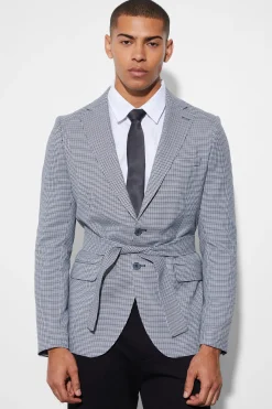 boohooMAN Slim Single Breasted Blazer With Belt | UK| Suits & Tailoring