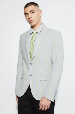 boohooMAN Slim Single Breasted Wide Stripe Suit | UK| Suits & Tailoring|Sets & Co-Ords