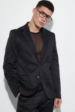 boohooMAN Slim Snake Jacquard Suit Jacket | UK| Suits & Tailoring