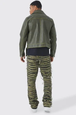 boohooMAN Slim Stacked Flare Heavily Distressed Camo Trouser | UK| Trousers
