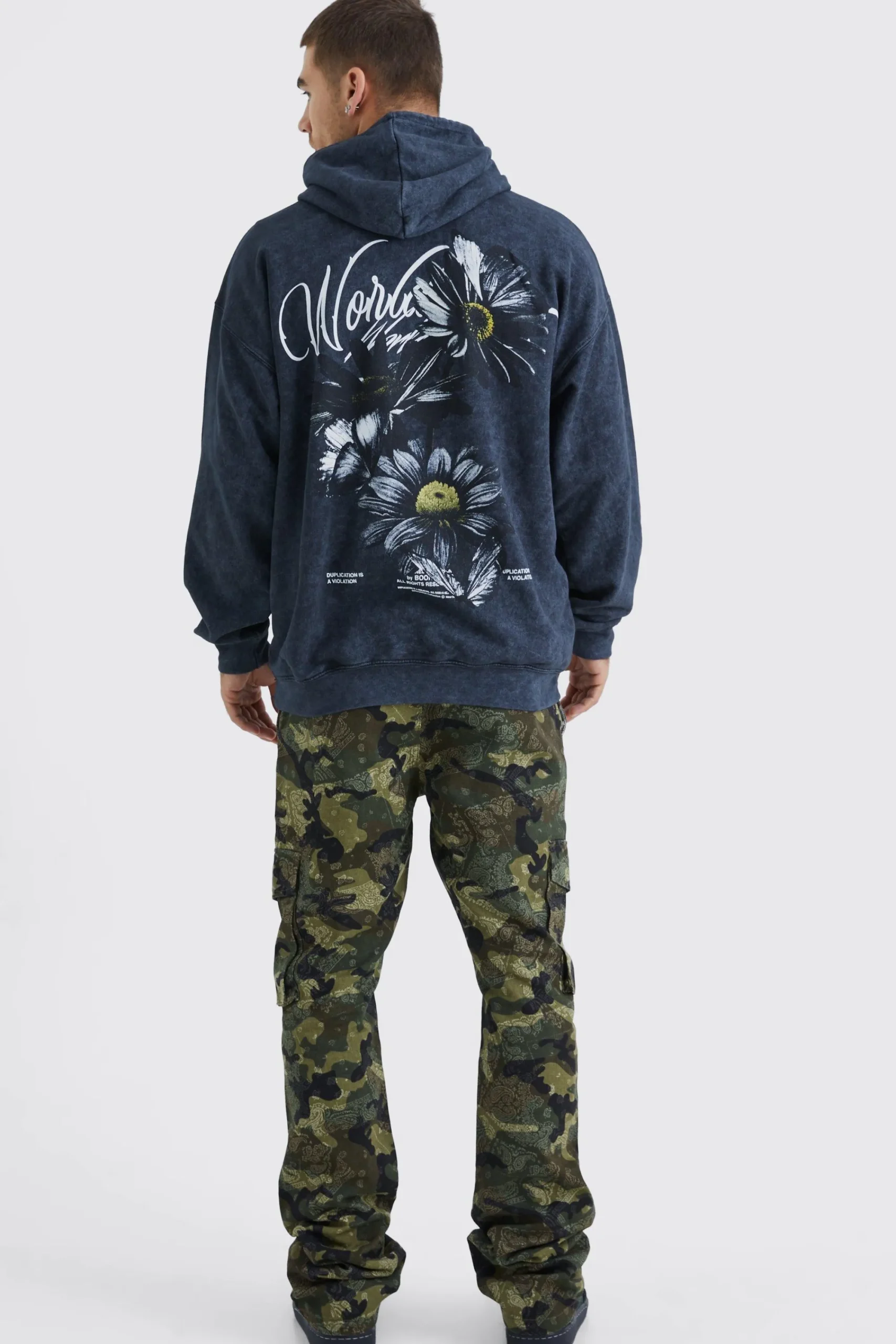 boohooMAN Slim Stacked Flare Multi Cargo Camo Bandana Trouser | UK| Trousers