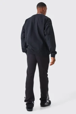 boohooMAN Slim Stacked Flare Star Print Gusset Jogger | UK| Trousers|Joggers