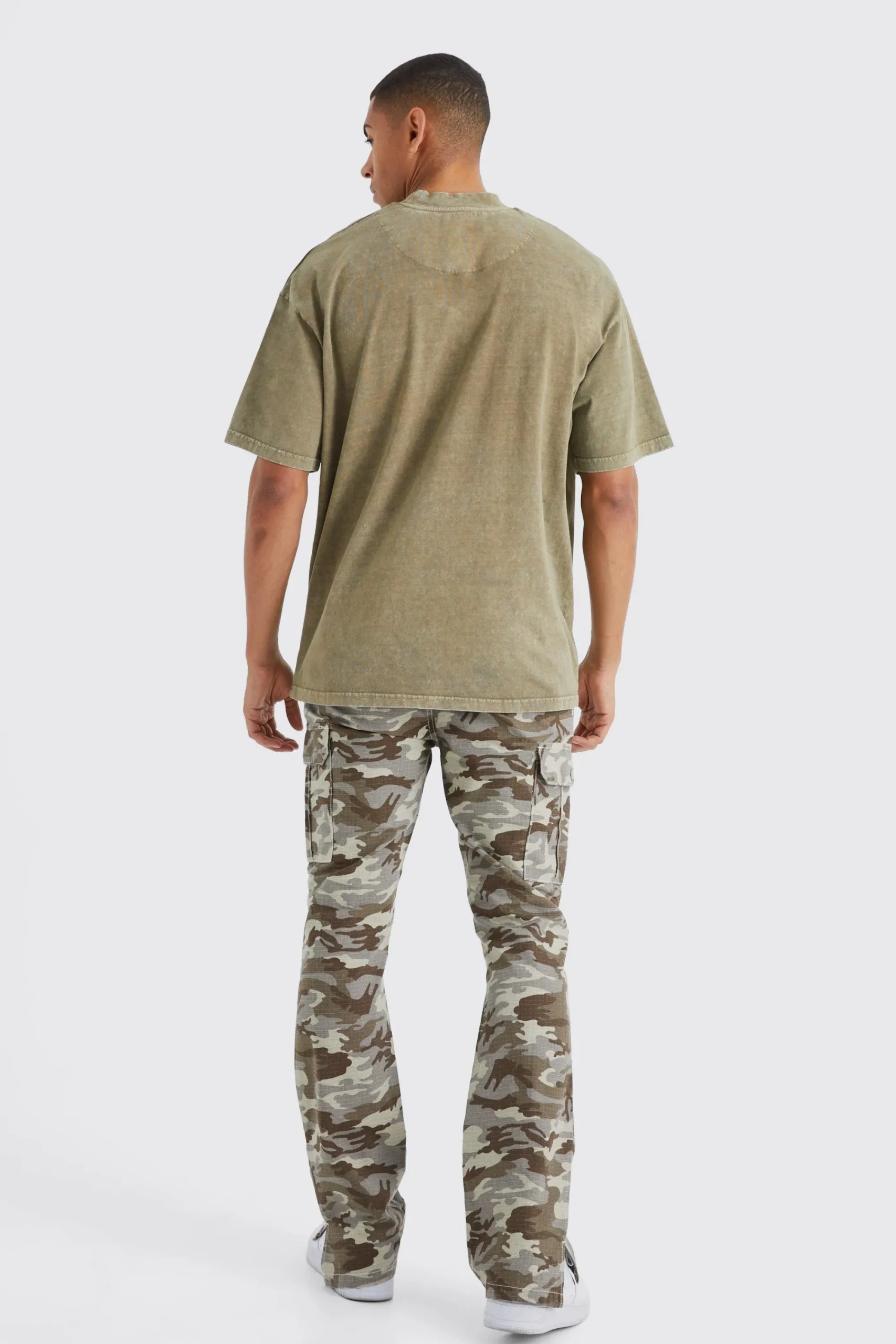 boohooMAN Slim Stacked Ripstop Split Hem Cargo Camo Trouser | UK| Trousers