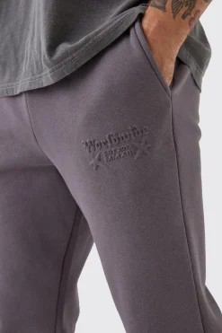 boohooMAN Slim Stacked Worldwide Emboss Joggers | UK| Joggers