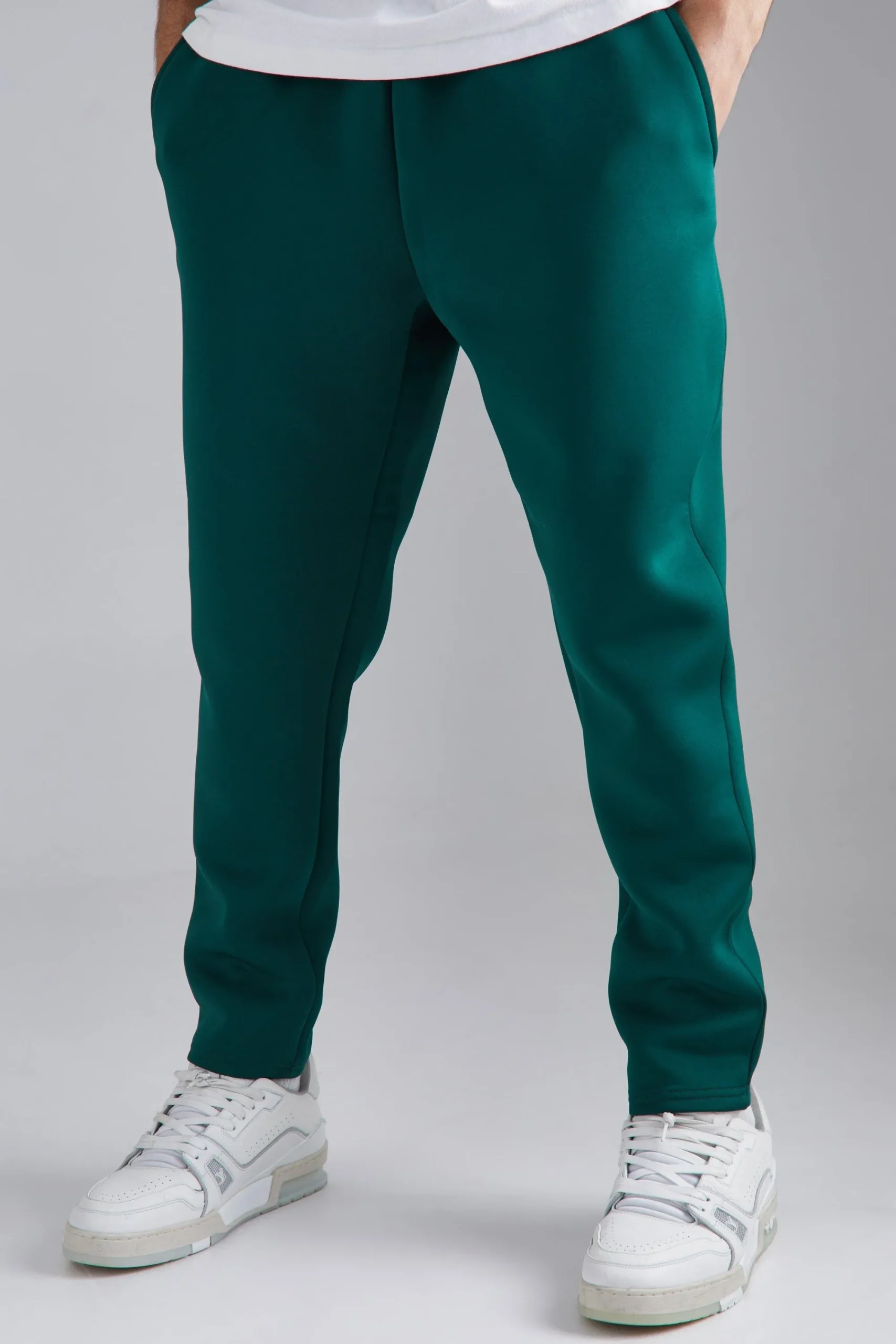 boohooMAN Slim Tapered Bonded Scuba Jogger | UK| Joggers