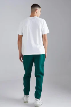 boohooMAN Slim Tapered Bonded Scuba Jogger | UK| Joggers
