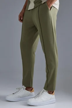boohooMAN Slim Tapered Elastic Waist Pintuck Crop Jogger | UK| Joggers