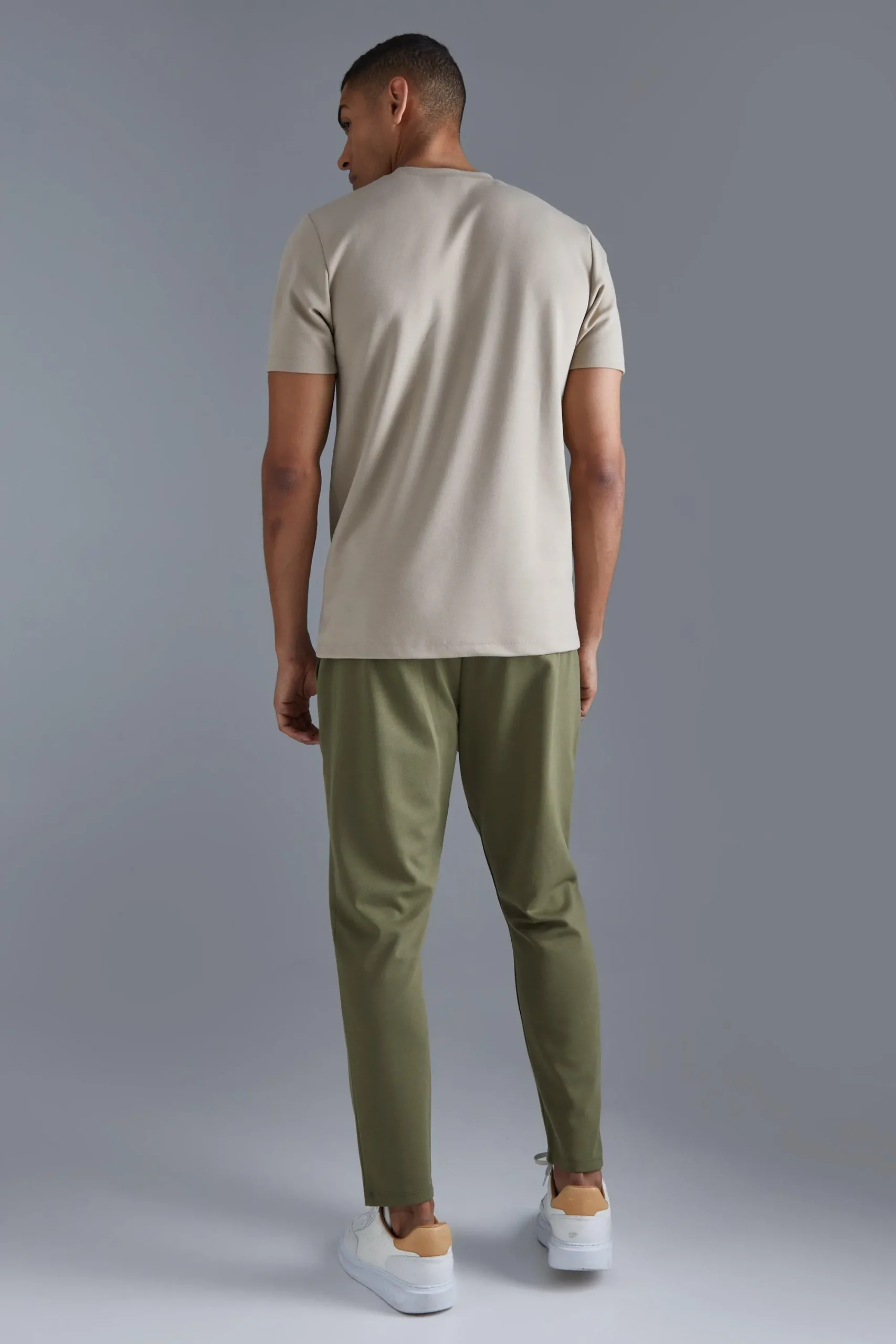 boohooMAN Slim Tapered Elastic Waist Pintuck Crop Jogger | UK| Joggers