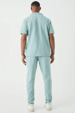 boohooMAN Slim Tapered Interlock Pintuck Jogger | UK| Trousers|Joggers