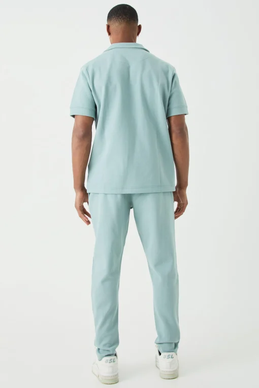 boohooMAN Slim Tapered Interlock Pintuck Jogger | UK| Trousers|Joggers