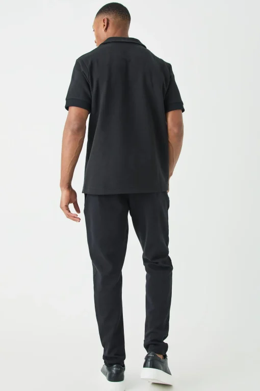 boohooMAN Slim Tapered Interlock Pintuck Jogger | UK| Trousers|Joggers