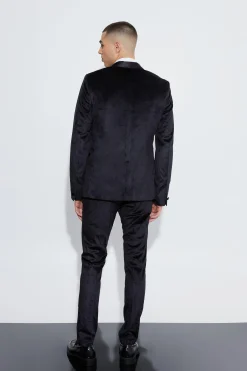 boohooMAN Slim Velvet And Satin Lapel Suit Jacket | UK| Suits & Tailoring