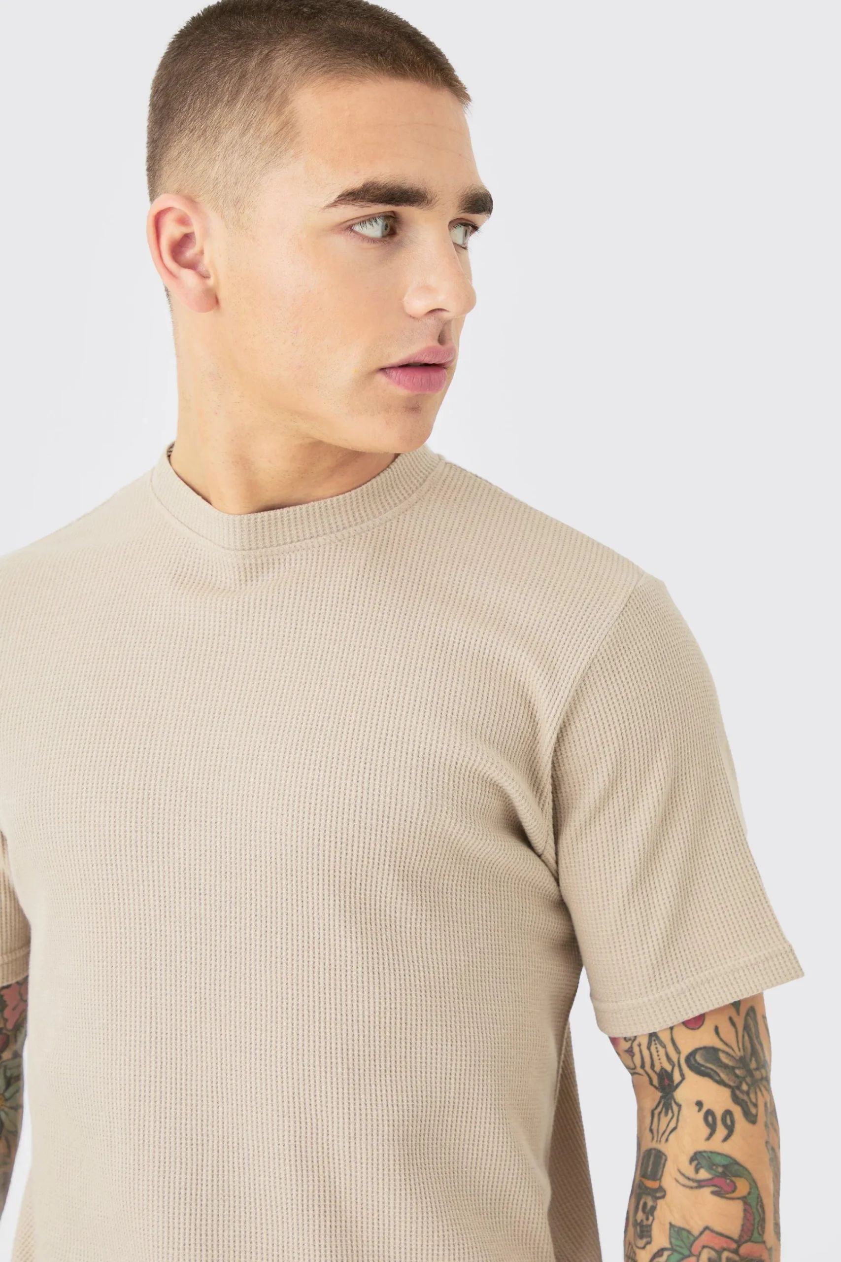 boohooMAN Slim Waffle T-shirt & Cargo Short Set | UK| Tracksuits