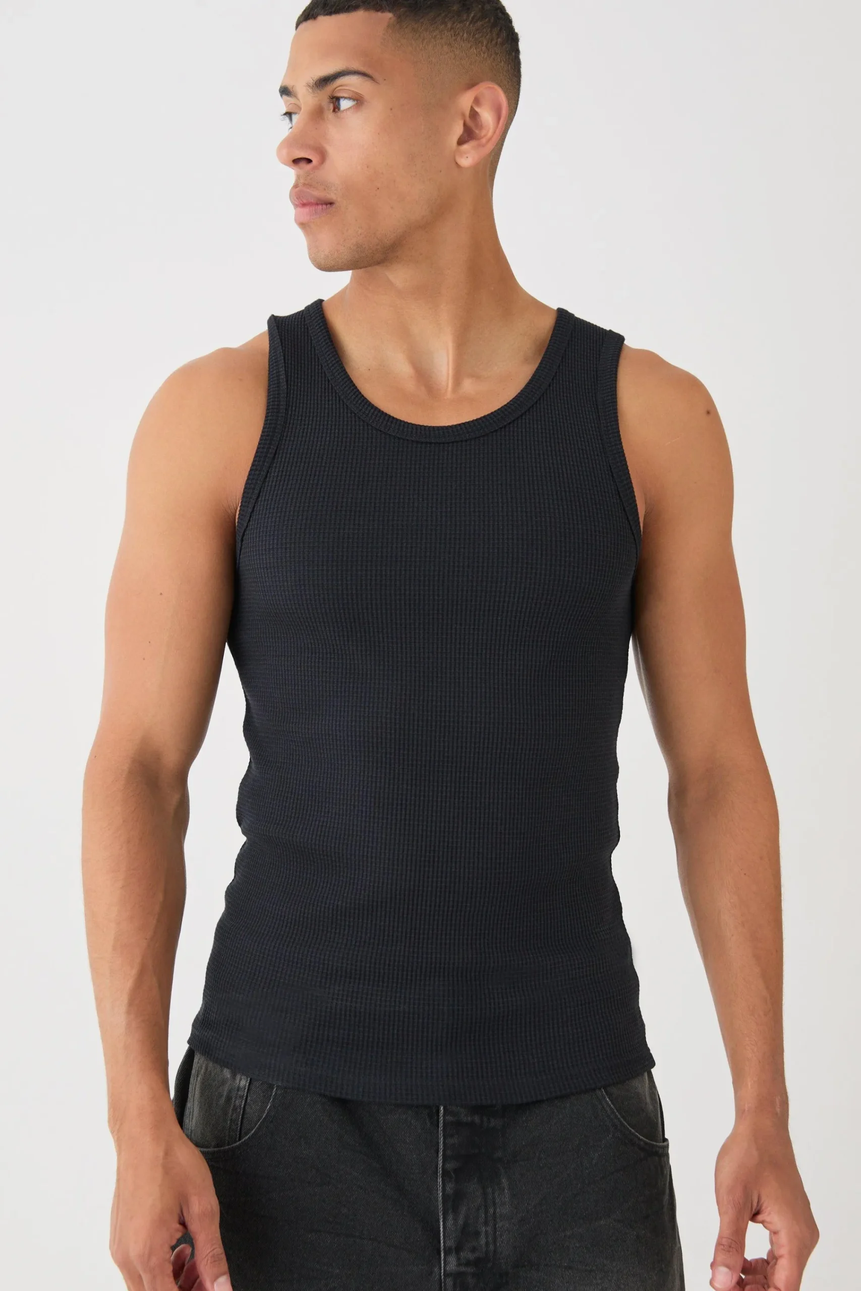 Slim Waffle Vest | UK^boohooMAN