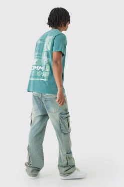 Slim Washed Geometric Print T-Shirt | UK^boohooMAN Online