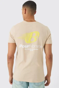 Slim Washed Pour Homme Puff Print T-Shirt | UK^boohooMAN Clearance