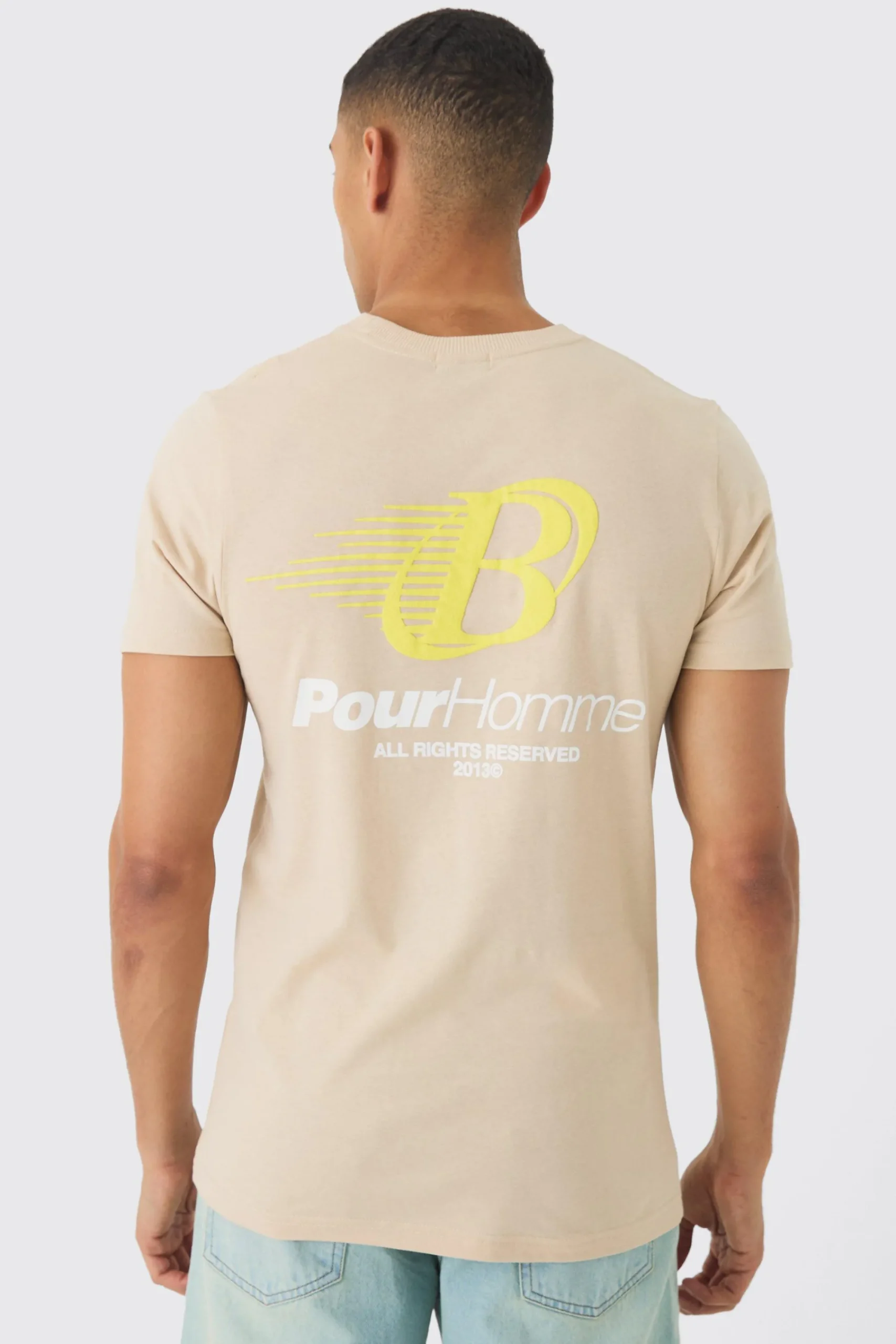 Slim Washed Pour Homme Puff Print T-Shirt | UK^boohooMAN Clearance