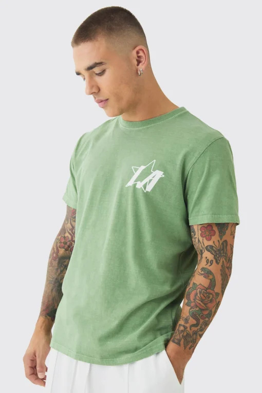 Slim Washed Star Back Print T-Shirt | UK^boohooMAN Hot
