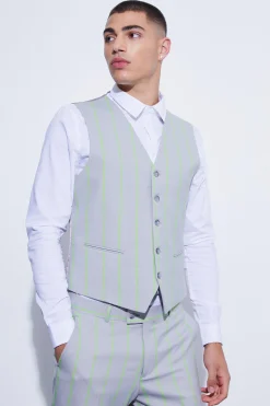 boohooMAN Slim Wide Stripe Waistcoat | UK| Suits & Tailoring
