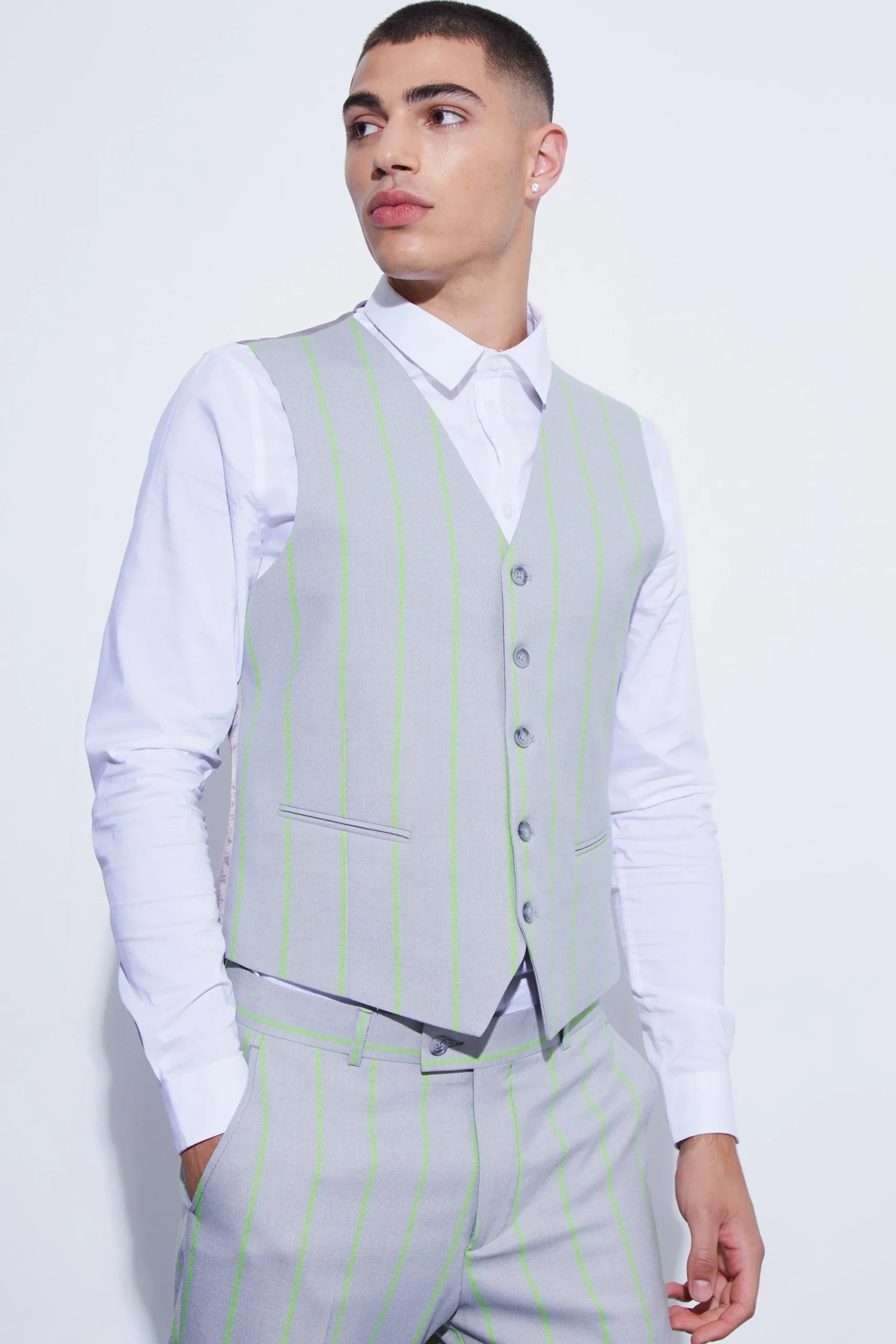 boohooMAN Slim Wide Stripe Waistcoat | UK| Suits & Tailoring