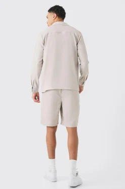 boohooMAN Soft Twill Overshirt And Short Set | UK| Sets & Co-Ords