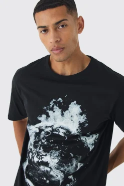 Space Moon Graphic T-Shirt | UK^boohooMAN Online